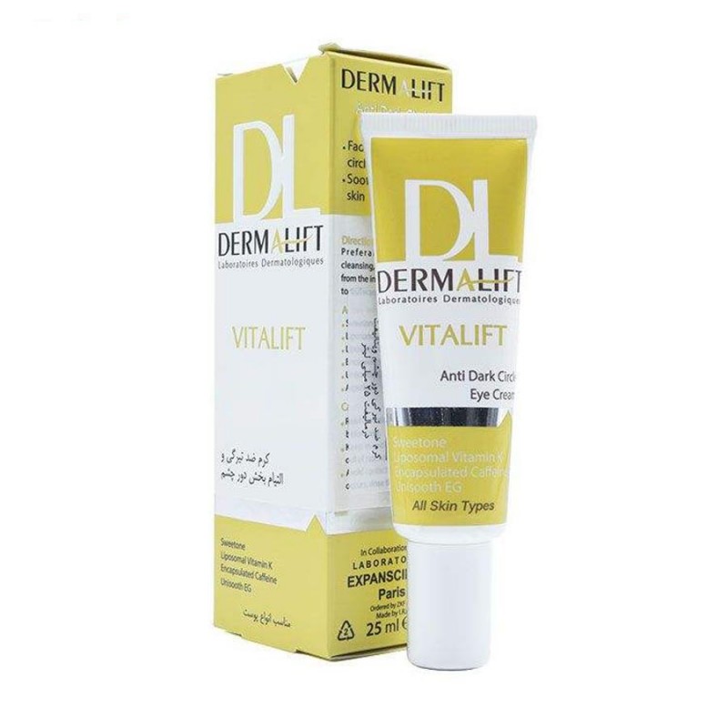کرم ضد تیرگی دور چشم درمالیفت مدل Vitalift حجم 25 میلی لیتر