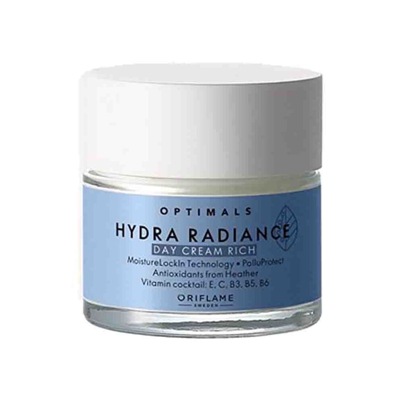 کرم روز مرطوب کننده اوریفلیم سری Optimals مدل Hydra Radiance مناسب پوست خشک و حساس حجم 50 میل