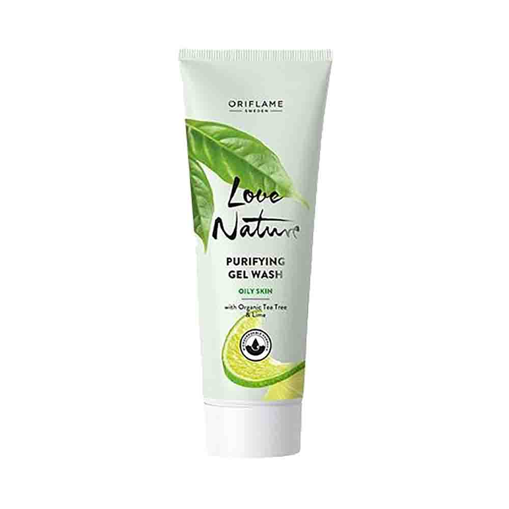 Oriflame Purifying Gel Wash With Organic Tea Tree And Lime 125 ml ژل شستشوی صورت اوریفلیم سری Love Nature حاوی روغن درخت چای مناسب پوست چرب حجم 125 میل