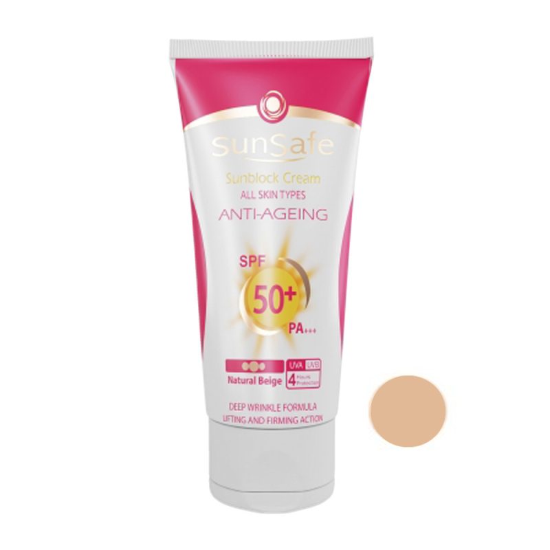 کرم ضد آفتاب و ضد چروک سان سیف سری Anti-Ageing رنگ بژ طبیعی